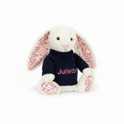 Jellycat Blossom Cherry Bunny with Navy Jumper Australia | 618243YLT